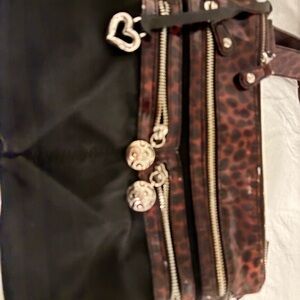 Brighton Leopard Print Crossbody Bag with Heart Charm